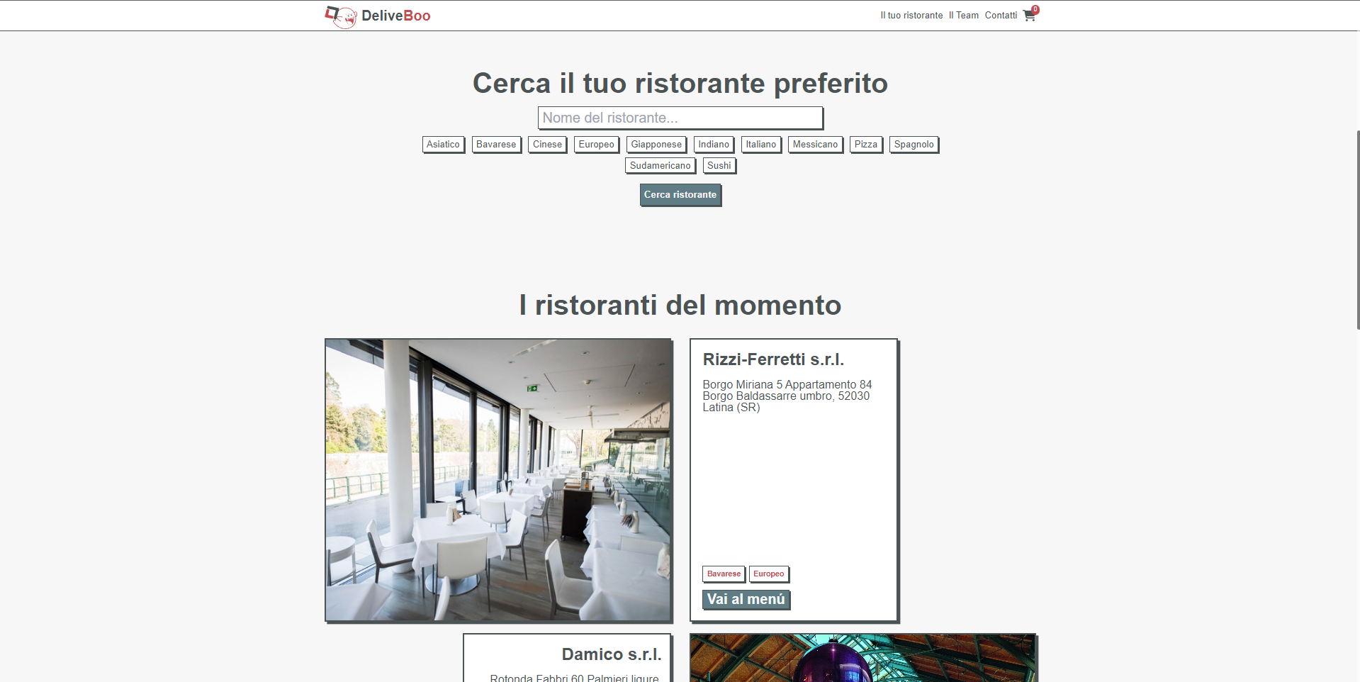 Screenshot del progetto Deliveboo