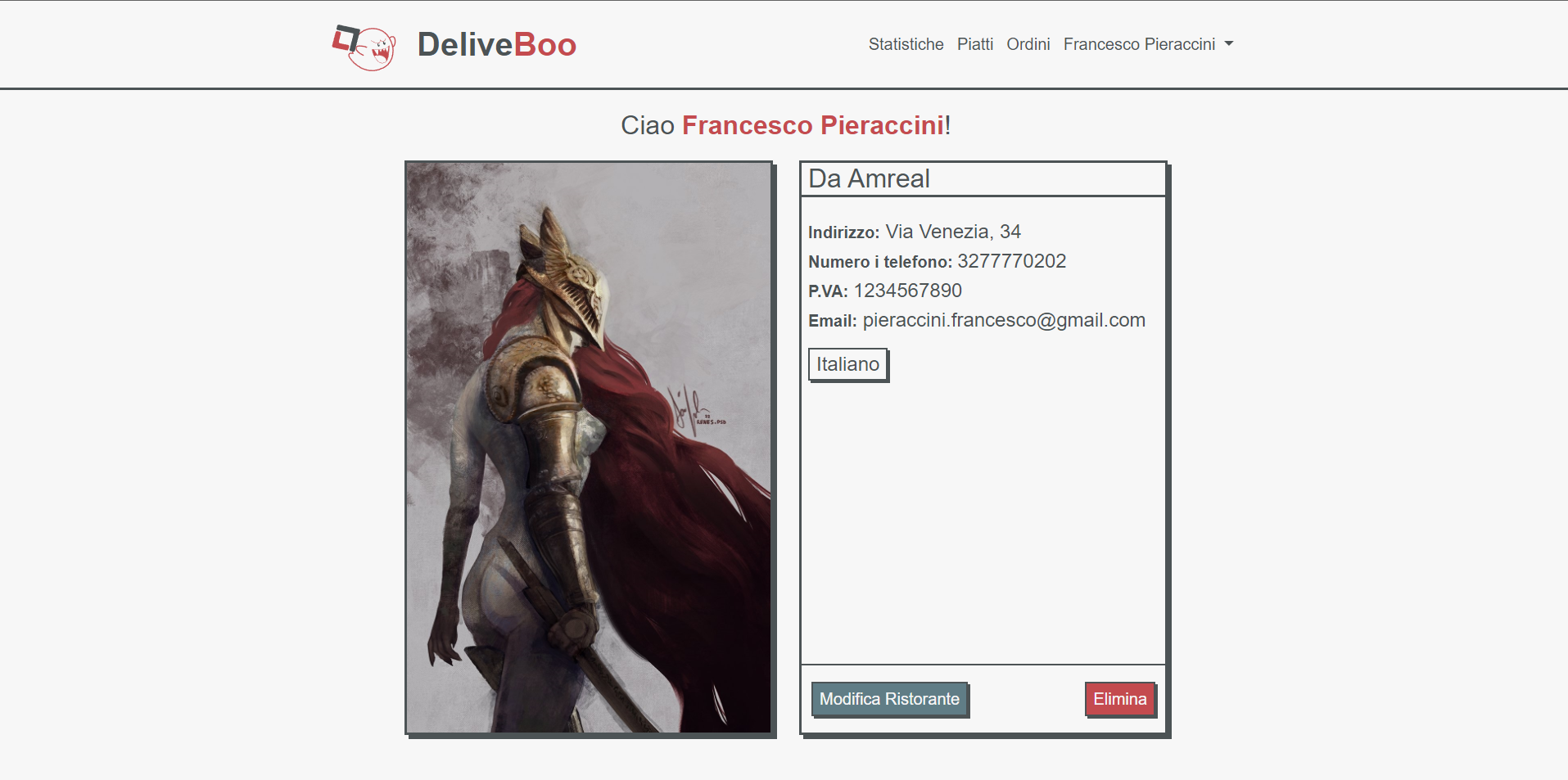 Screenshot del progetto Deliveboo