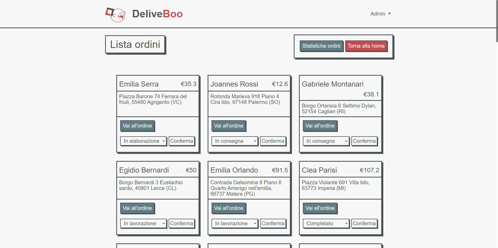 Screenshot del progetto Deliveboo