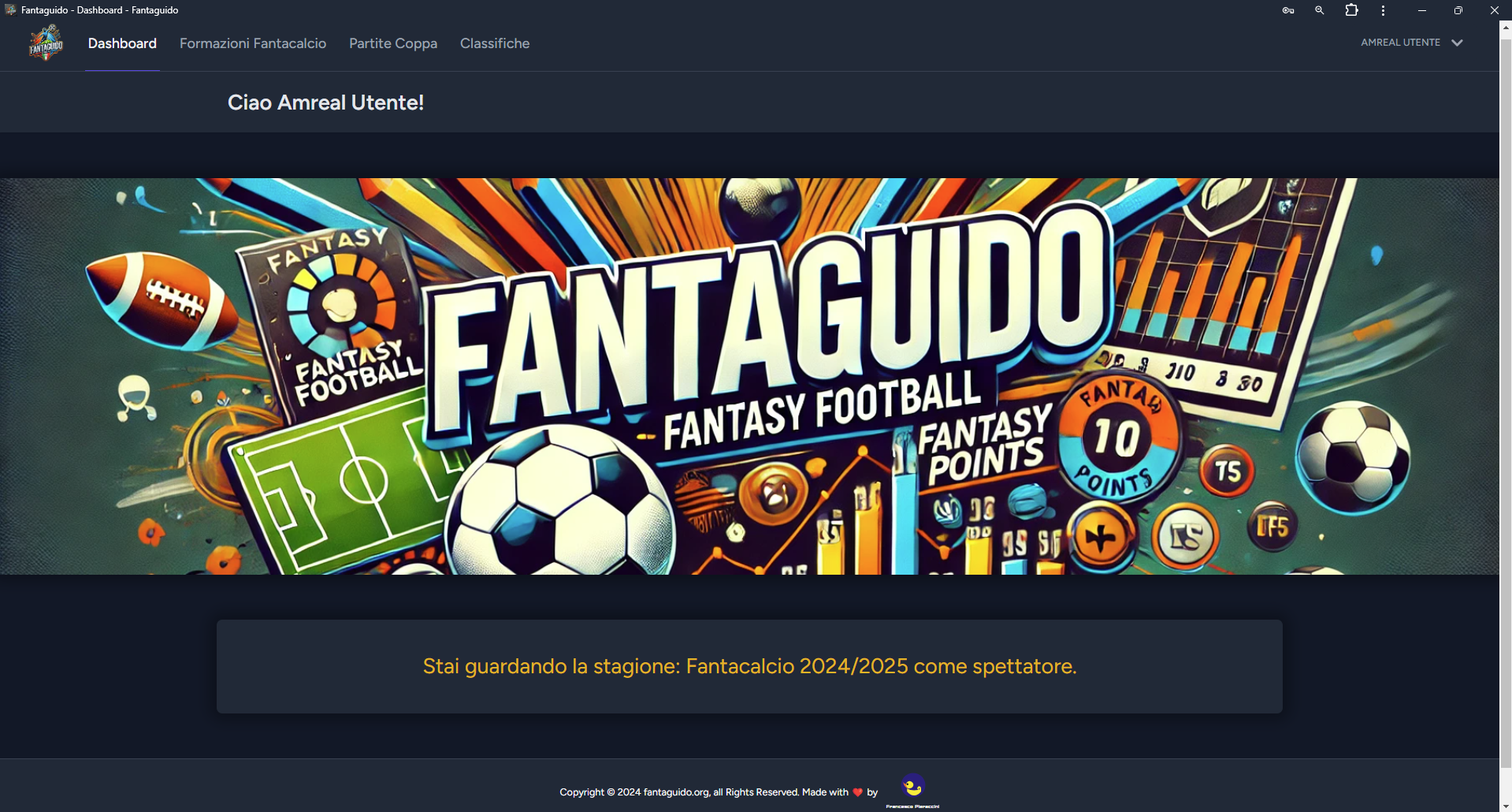 Screenshot del progetto Fantaguido