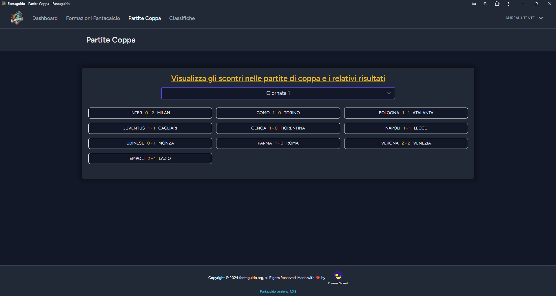 Screenshot del progetto Fantaguido