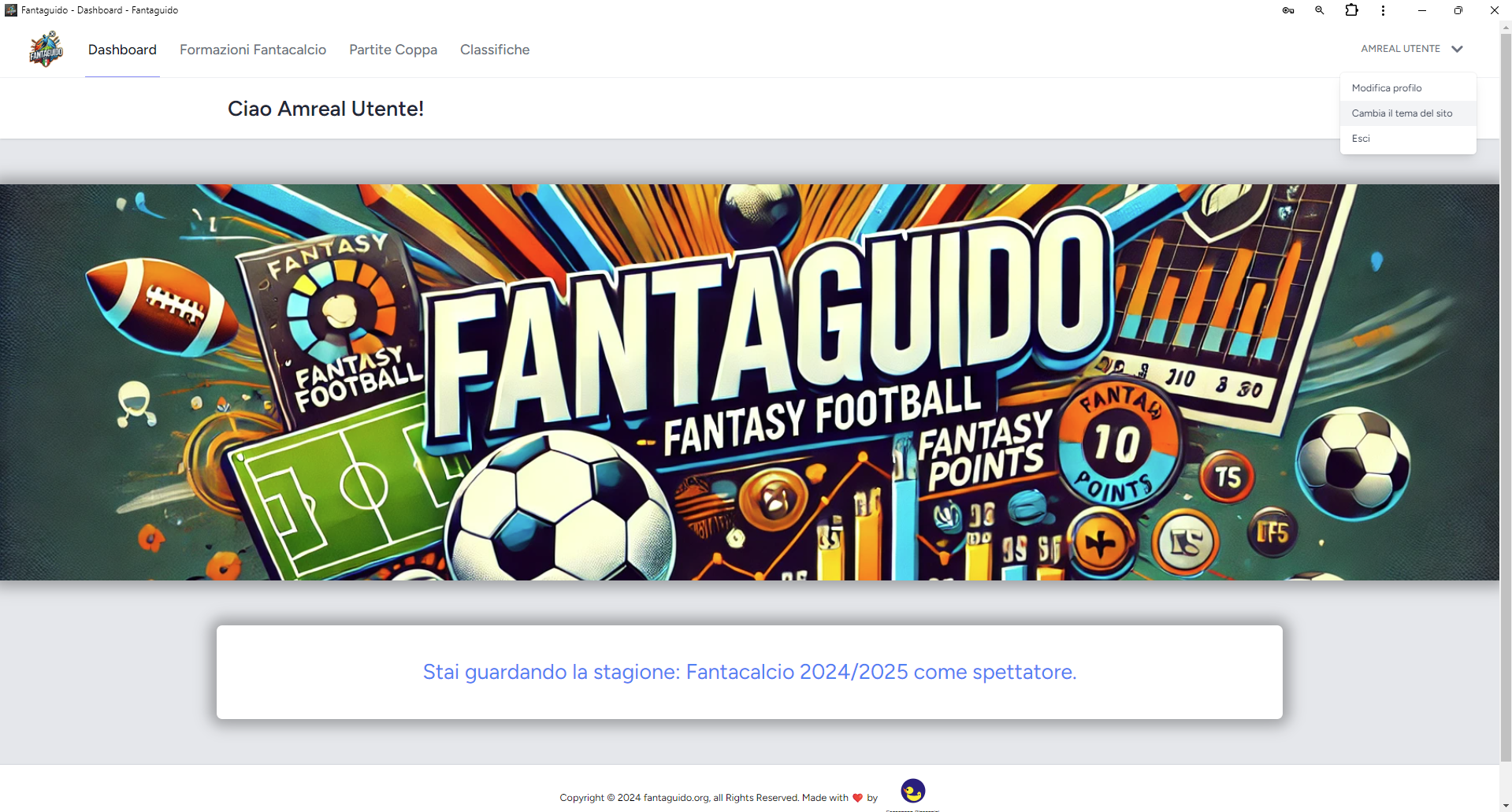 Screenshot del progetto Fantaguido