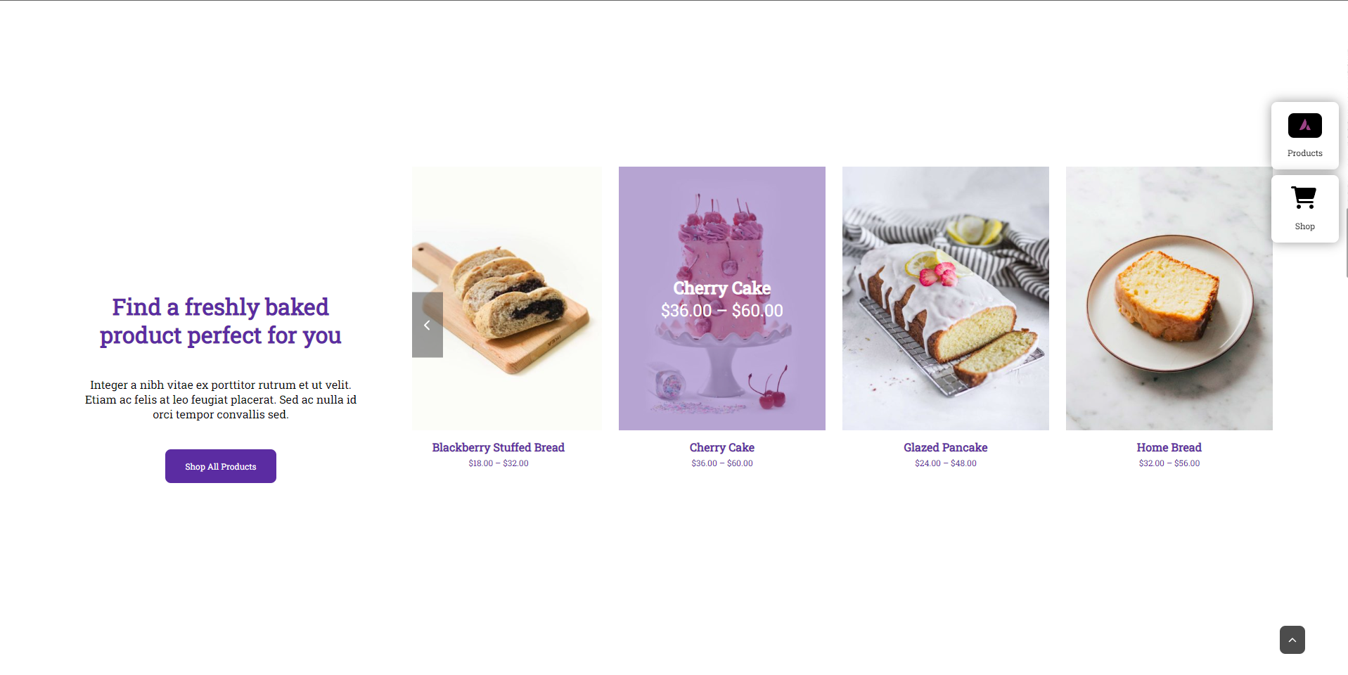 Screenshot del progetto Bakery mid term project