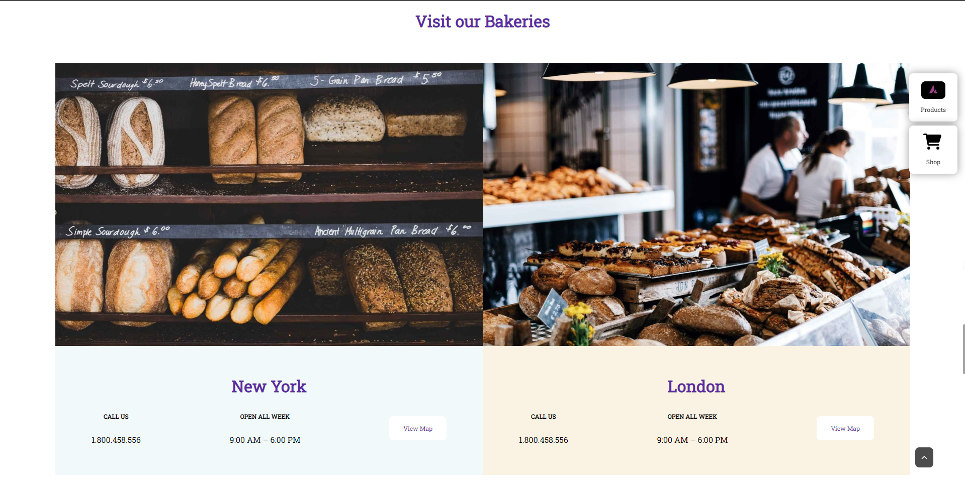 Screenshot del progetto Bakery mid term project