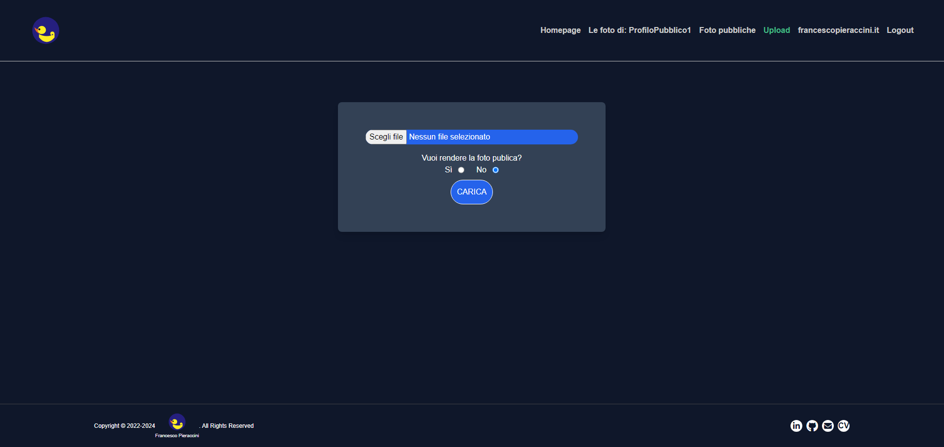 Screenshot del progetto myCloud