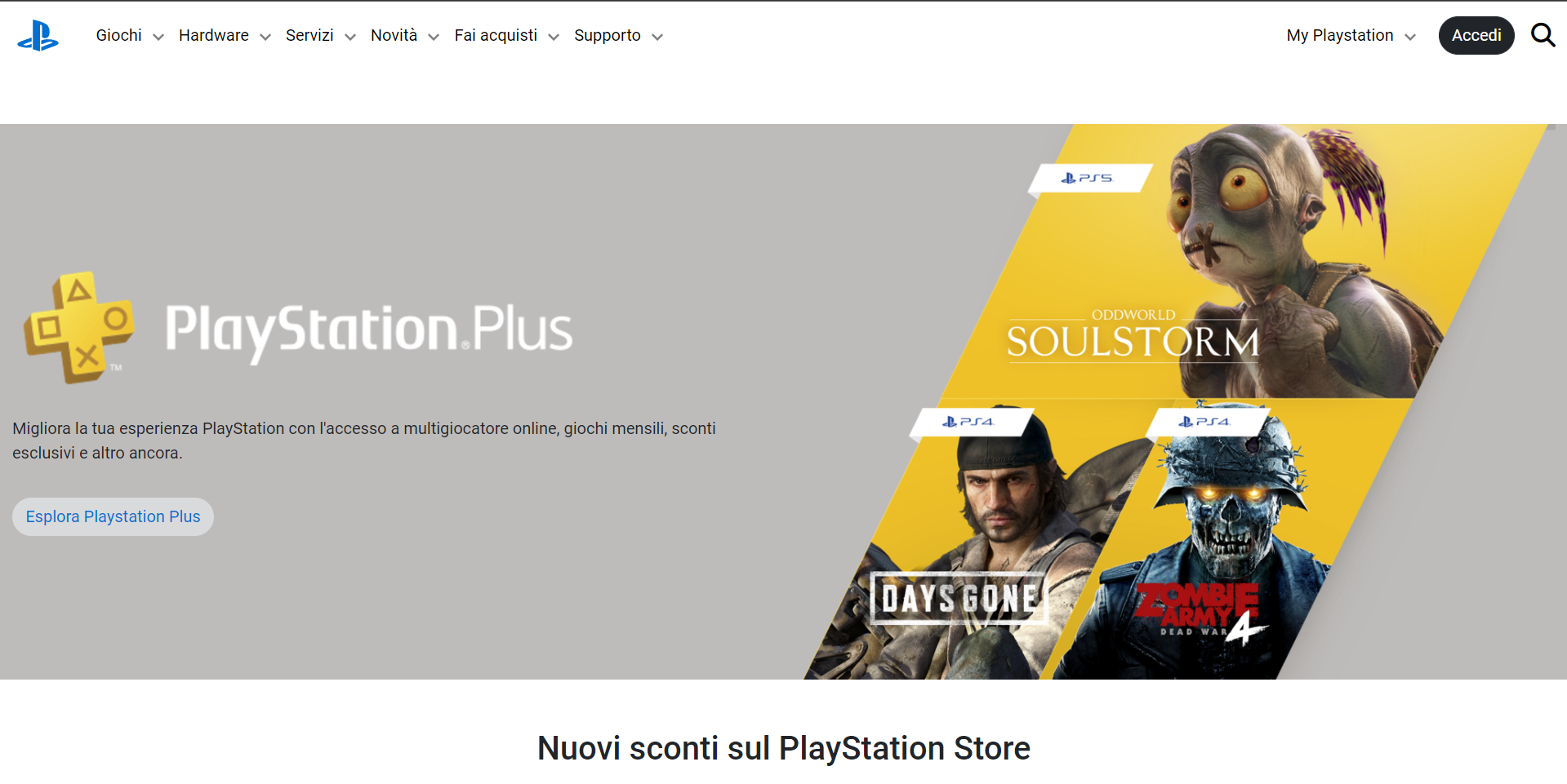 Screenshot del progetto Playstation