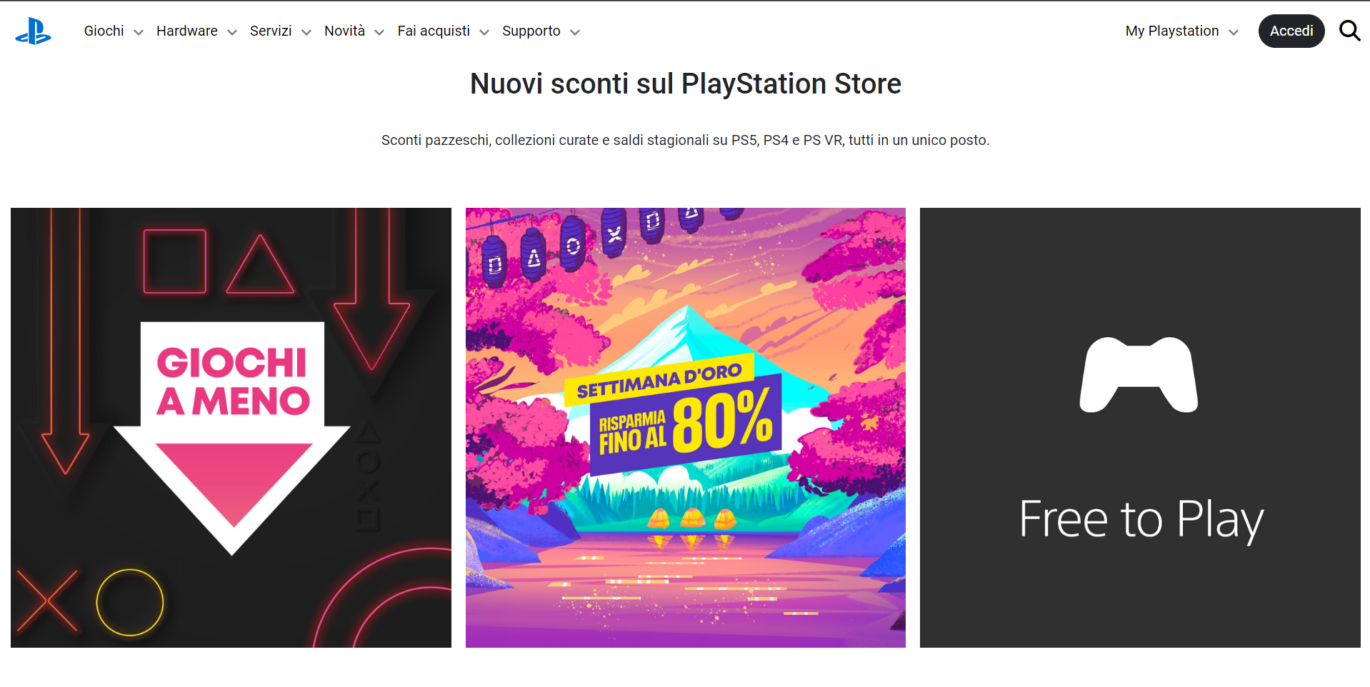 Screenshot del progetto Playstation