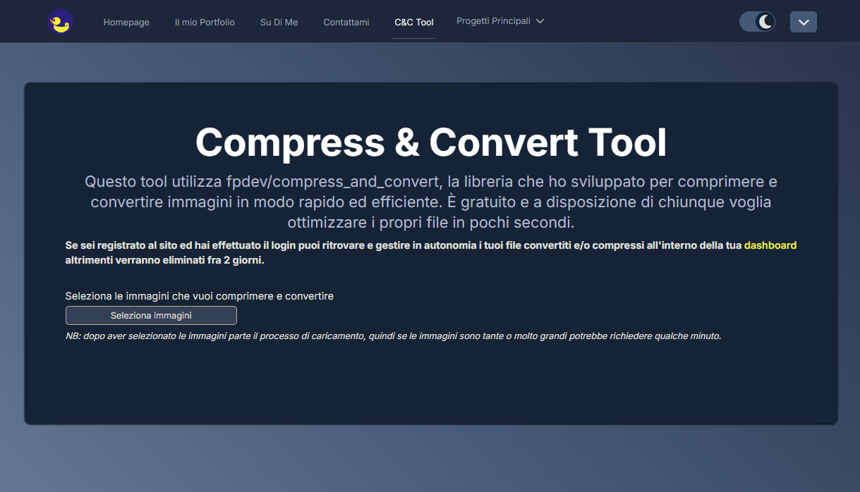 Screenshot del progetto Compress & Convert Tool