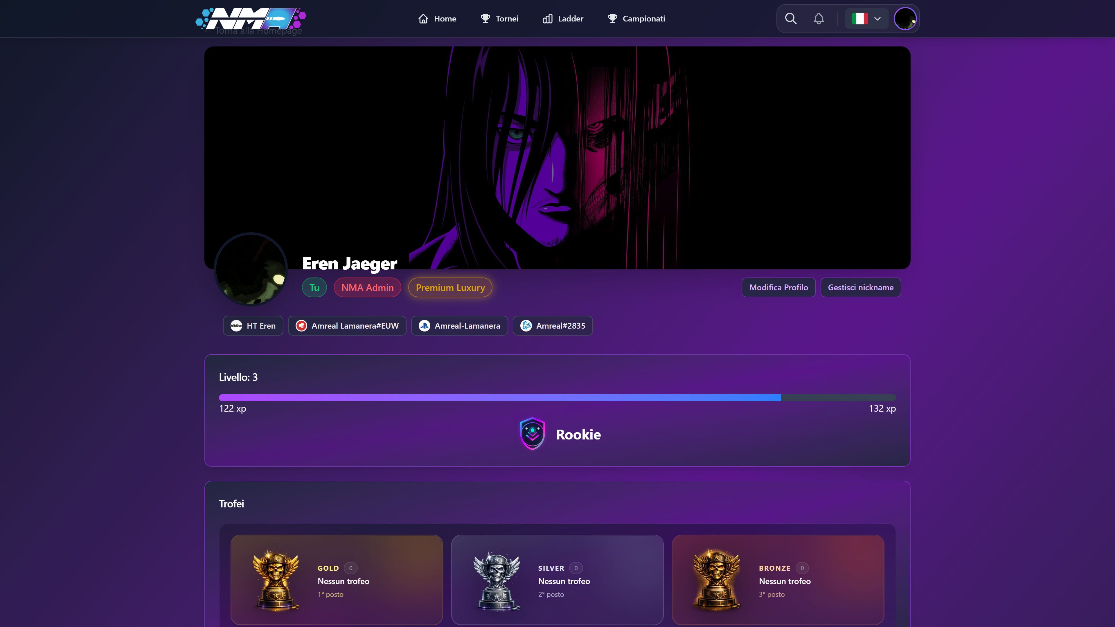 Screenshot del progetto Next Match Arena
